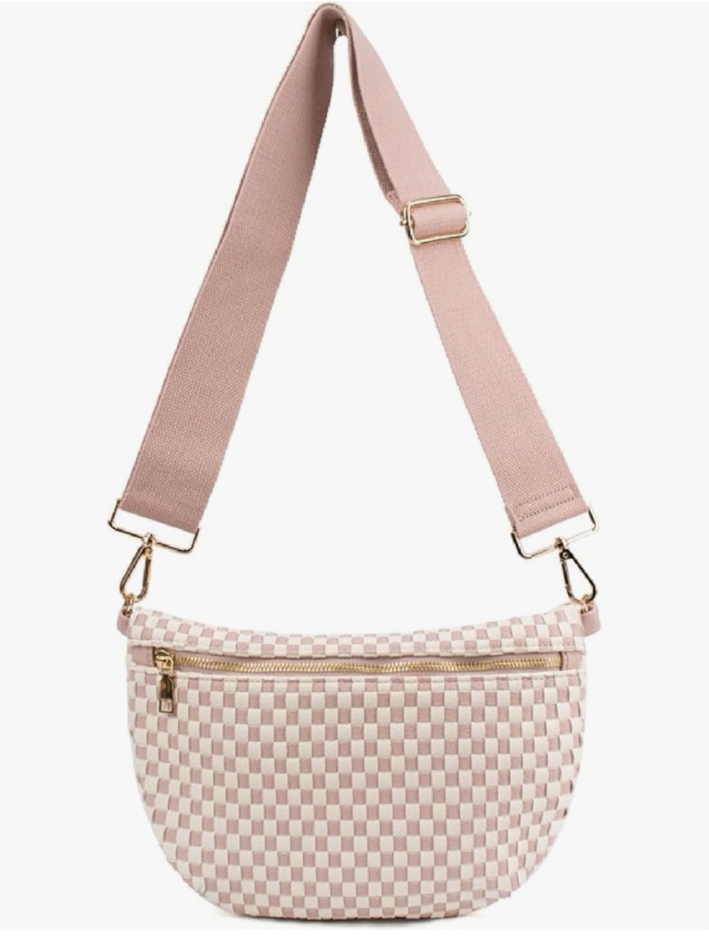 NWOT Women’s Pink Woven Crossbody Bag with Adjustable Strap